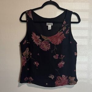 Robbie Bee 100% silk Floral Sleeveless Top size 10